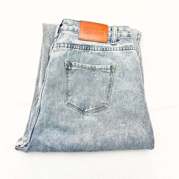 Princess Polly Light Wash Wide Leg Denim Jeans Zip Fly Raw Hem Size 10 - Picture 1 of 8